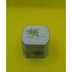Vintage Takahashi San Francisco Porcelain Trinket Box yellow Floral   1 "